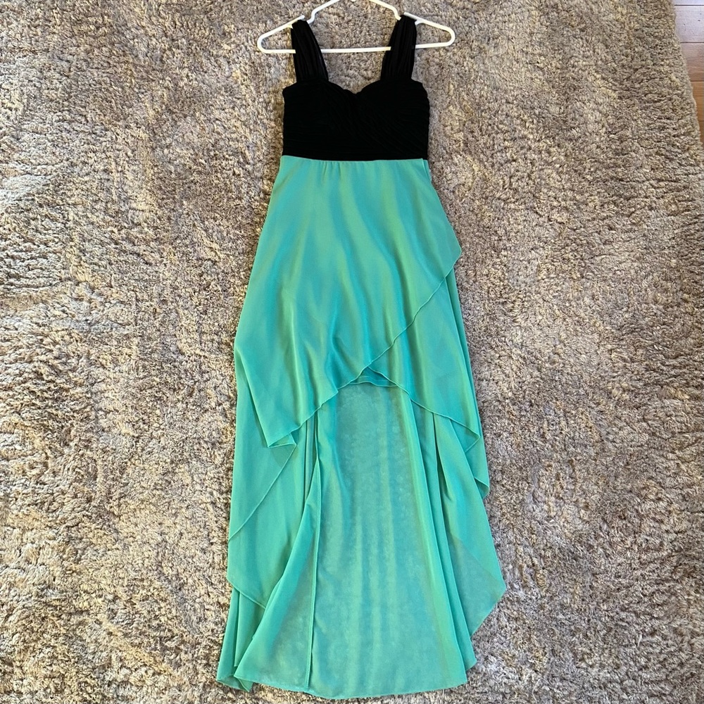 Mint & black high-low dress